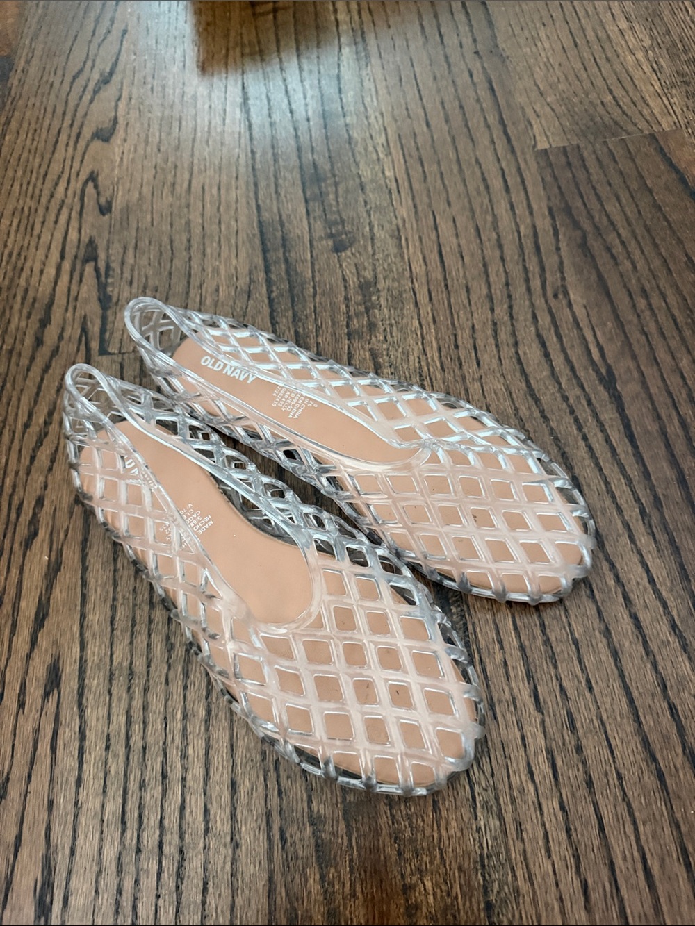 Old Navy Clear Lattice Jelly Flats with Nude Insole